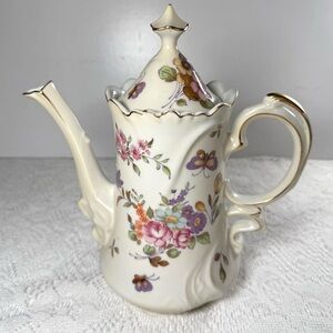 Vintage Floral Ceramic Teapot with Lid